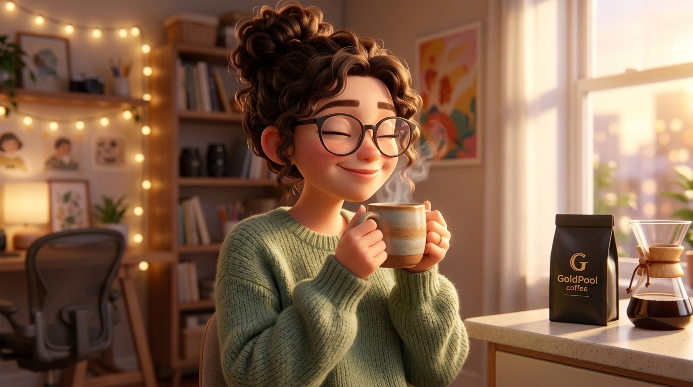 Creator enjoying daily artisan coffee routine
